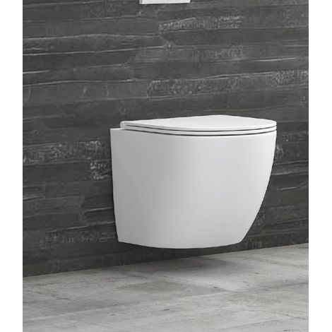 WC Rimless suspendu MILOS 49x37x36 cm avec abattant soft-closing-Blanc-Blanc-37 -- (1/5)