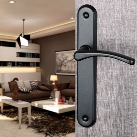 Ouvre&Déco – Poignées de porte EVA sans trou – Aluminium noir mat – Entraxe 195 mm – Pour portes intérieures jusqu'à 42 mm d'épaisseur (1/4)