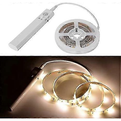 Bande LED flexible avec détecteur de mouvement, veilleuse autocollante pour chambre, armoire, lit, miroir, salle de bain, penderie, escalier (1/5)