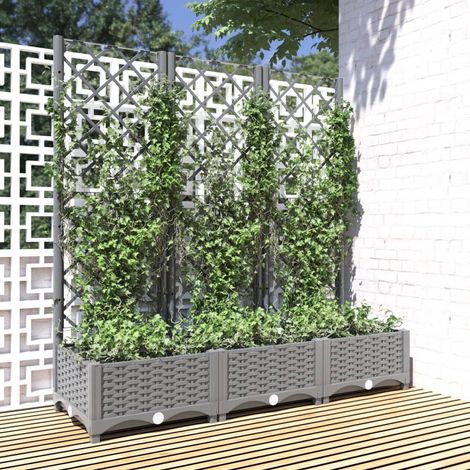 Jardinière avec treillis Gris clair 120x40x121,5 cm PP (1/5)