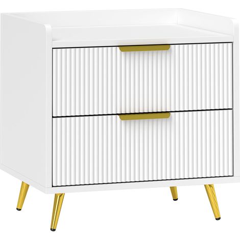 HOMCOM Bedside Table with 2 Drawers for Bedroom, Living Room, White (1/5)