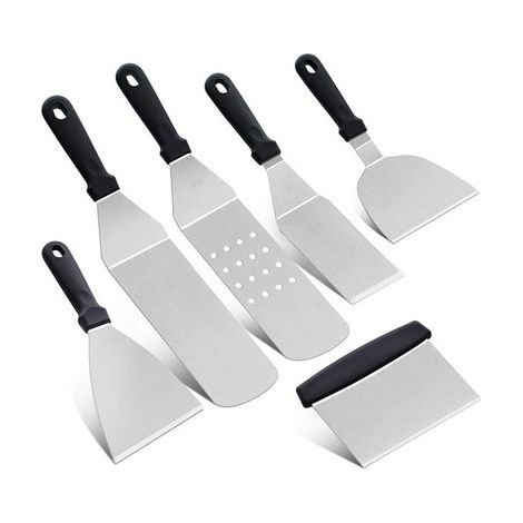 Set di 6 accessori per padella per griglia con spatola, set di utensili Webware per spatola per barbecue professionale e set di utensili per spatola per barbecue (1/2)