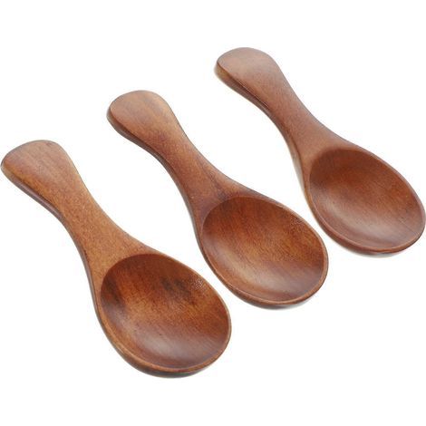Lot de 3 cuillères à dessert en bois pour enfants, cuillères à farine en bois, mini-cuillères en bois-8.3X3.5X1CM-Brown (1/3)