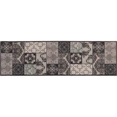 Tapis de Cuisine Mosaïque noire 150 x 45 cm 100% Polyamide vidaXL (1/4)
