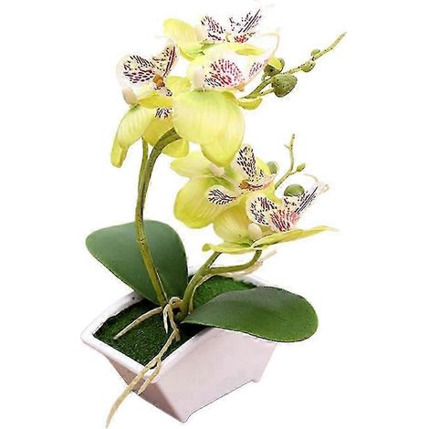 Orchidées artificielles en pot, décoration de fête-Green