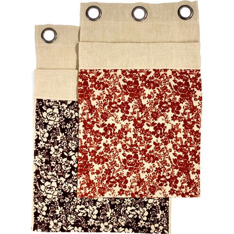 FLORALIES - Rideau 100% lin à œillets à motifs floraux orange 140x250 (1/4)