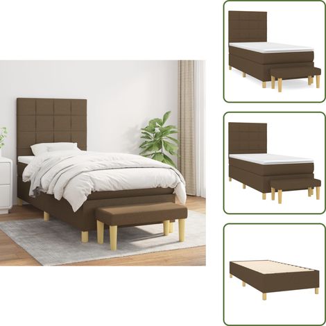 Boxspringbett mit Matratze Dunkelbraun 100x200 cm Stoff - Boxspringbett - Doppelbett - Bettenrahmen - Matratze - Betttisch (1/5)
