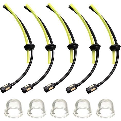Kit de mangueras de combustible de 5 piezas con filtro y bombas de cebado, 27,5 cm de longitud, para desbrozadora, cortacésped, sopladora y motosierra. (1/5)
