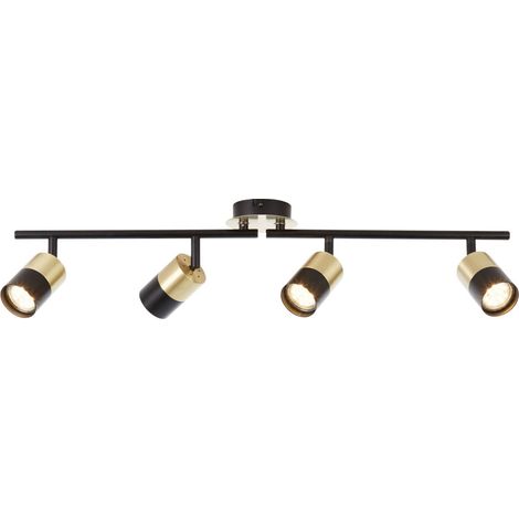 BRILLIANT Lampe Maribel Spotrohr 4flg messing gebürstet/schwarz 4x PAR51, GU10, 5W, geeignet für Reflektorlampen (nicht enthalten) Köpfe schwenkbar / Arme schwenkbar (1/5)
