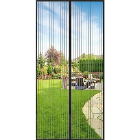 Panneau moustiquaire magnétique 100x210cm pour porte coulissante, balcon, terrasse, sans perçage, noir