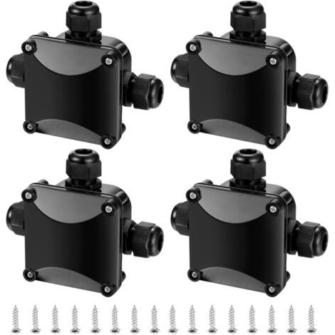 4 Pièces Boîte de Jonction IP68, Connecteur Étanche 3 Voies Connecteurs Boîtier Électrique Extérieur, Boite Raccord Electrique Etanche - Ø 5.5mm-10.2mm/Noir (1/5)
