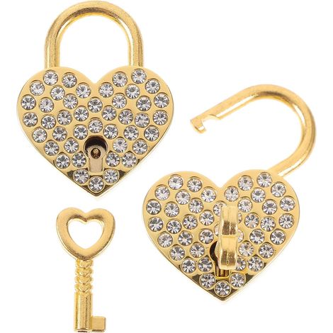 Petits cadenas en cœur en alliage or, 2 pièces avec clés pour verrouillage de sacs à main et décoration romantique (1/5)