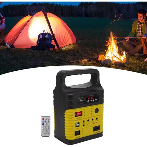 Générateur solaire avec lampe LED, radio MP3 Bluetooth, chargeur mobile, station d'énergie solaire portable multifonctionnelle, prise UE, 250 V, jaune (1/5)