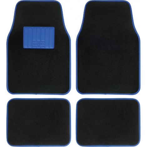 Jeu De Tapis Moquette 400g-M2 Drive Noir-Bleu. 4pcs - Swiss Drive
