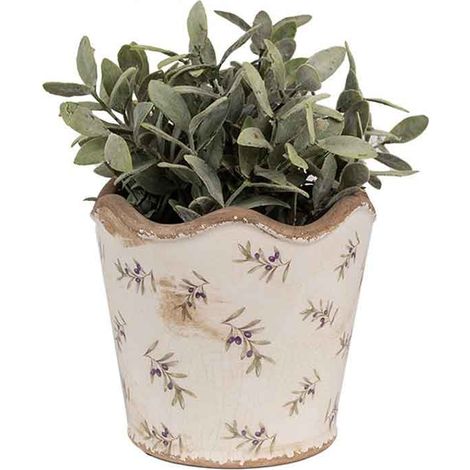 Pot de fleurs céramique motif olivier 16x15cm (1/2)