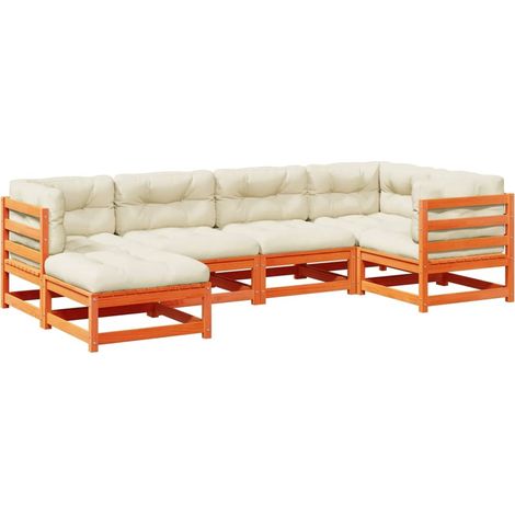 Maison Exclusive - Set de sofás jardín 6 pzas con cojines madera (1/5)