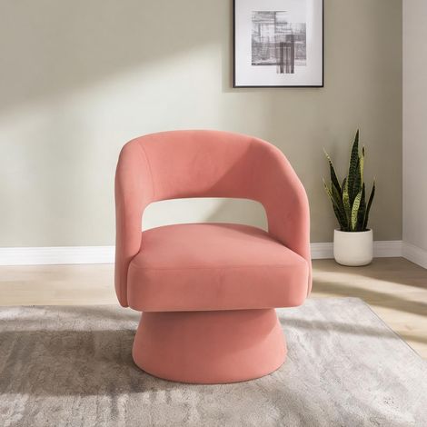 Fauteuil coloris rose en chenille bois 68 x 66 x 75 cm (1/5)