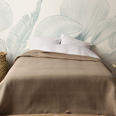 Jeté de lit matelassé léger motif capitonné Taupe 180x240 cm