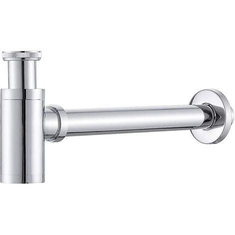 Siphon de lavabo rond en laiton de 3,8 cm (1,5 po) avec tuyau d'évacuation anti-odeurs réglable, couleur argent. (1/5)