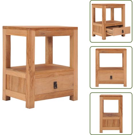 Table de chevet 40x30x50 cm bois de teck massif - Table De Chevet - Meuble De Chambre - Table De Nuit - Bois De Teck - Design Colonial (1/5)