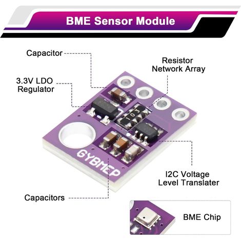 BME-280 Lot de 3 capteurs barométriques pour température, humidité et pression atmosphérique, module IIC I2C 5 V, compatible avec Arduino et Ras-pberry Pi (1/4)