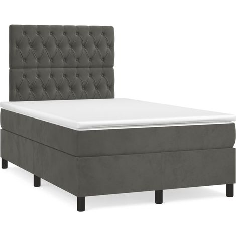 Sommier à lattes de lit avec matelas LED gris foncé 120x190 (1/5)
