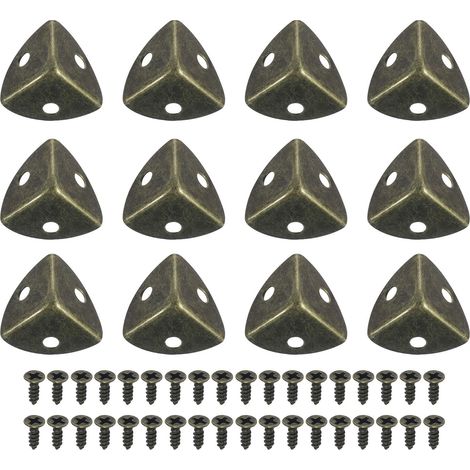 12Pcs Protège-Coins de Boîte en Métal 1,18" x0,79 Coins de Table Décoratifs avec Vis de Montage pour Boîtes de Rangement, Armoires, Coffres en Bois, Couleur Bronze (1/5)