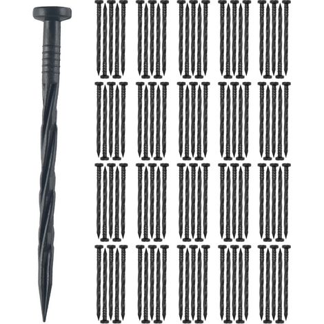 100 picchetti in plastica, ancoraggi da terra in plastica, picchetti per fissaggio teli, ancoraggi da giardino, chiodi da giardino 20 cm (1/5)