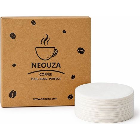 Lot de 100 filtres ronds en papier pour machine à expresso, porte-filtre à moka - Non blanchi - Jetables - 53 mm (1/5)