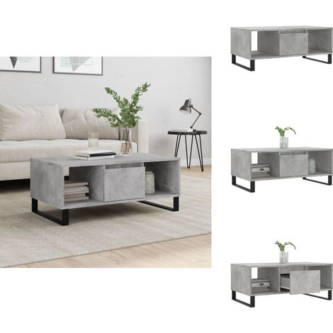 Table basse Gris béton 90x50x36,5 cm Bois d'ingénierie - Table Basse - Meuble Salon - Table D'appoint - Table Design - Table Gris (1/5)