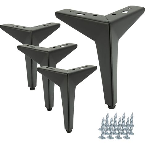 Set di 4 piedini per mobili Star, nero opaco, altezza 15 cm (1/5)