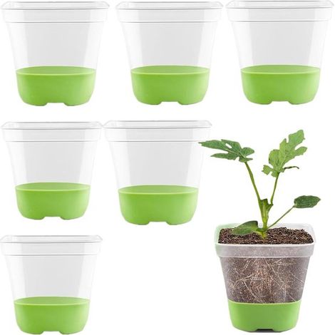 Maceta, 6 piezas, macetas, maceta de exterior, maceta de interior, macetas de exterior de plástico, macetas para balcón, verde (1/5)