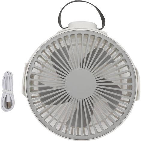 Ventilateur de bureau rechargeable 4 vitesses, rotatif et multifonction pour table ou chambre - Blanc (1/5)