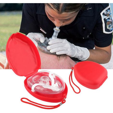CPR-Schutzmaske mit Einwegventil, Mund-zu-Mund-Beatmung für Erste-Hilfe-Schulungen, rot (1/5)