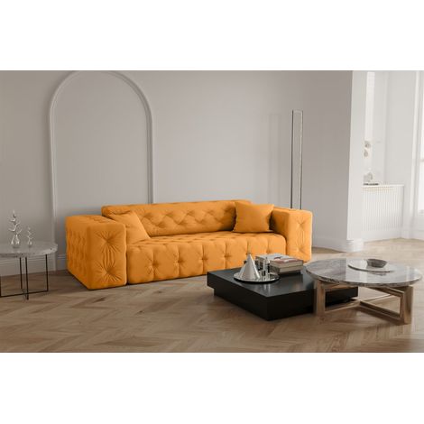 Sofa Designersofa CHANTAL 3-Sitzer in Stoff Opera Velvet Gelb (1/5)