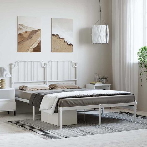 vidaXL Estructura cama sin colchón con cabecero metal blanco 150x200cm (1/5)
