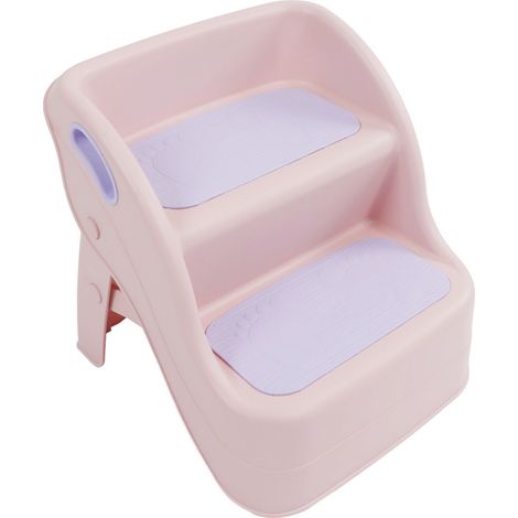 Tabouret à 2 marches pour enfants, idéal pour l'apprentissage de la propreté. Épais, antidérapant, pliable, base stable et léger. Couleurs : violet et rose. (1/5)
