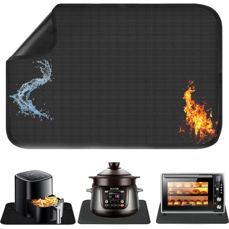 Tapis De Protection Contre La Chaleur Pour Friteuse à Air, 60 x 40 Cm Tapis Anti-Feu En Fibre De Verre Et Silicone pour Comptoir De Cuisine, Antidérapant Et Imperméable, pour Micro-Ondes (1/5)