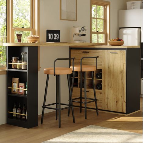 Table extensible en MDF et métal 138-220 x 39 x 105 cm aspect bois, rangement intégré (1/5)