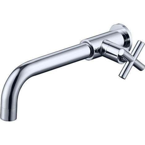 Brass Basin Mixer Cold Water Faucet Wall Mount Cold Water Wall Mount 1/2 Inch Bathtub Wall Connection,Silver (1/5)