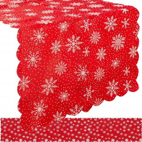 Tovaglia/runner per la tavola di Natale, fiocchi di neve rossi, 150 x 35 cm, Vigilia di Natale (1/5)