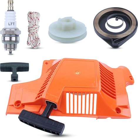 Kit de service pour démarreur à rappel poulie ressort poignée corde pour tronçonneuse Husqvarna 55 Rancher 50 51 55 avec bougie Remplace 503151801 503151802 (1/5)
