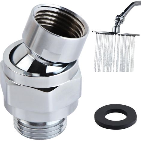 Adaptateur de joint à rotule, pommeau de douche à effet pluie, tête pivotante, adaptateur d'angle de douche, convient pour connecter des bras de douche et pommeaux de douche standards G 1/2 (1/5)