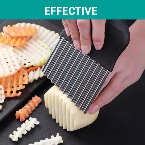 Tagliapatate ondulato grande, tagliapatate per patatine fritte, tagliapatate ondulato, tagliafrutta e verdura ondulato, strumento da taglio con bordo (1/5)