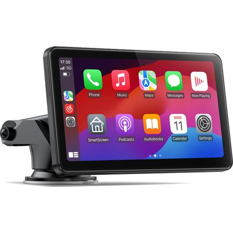 Display per auto Android Wireless Carplay da 7 pollici con touch screen, autoradio portatile, display per auto Android con Bluetooth Mirror Link, assistente di navigazione Siri Google
