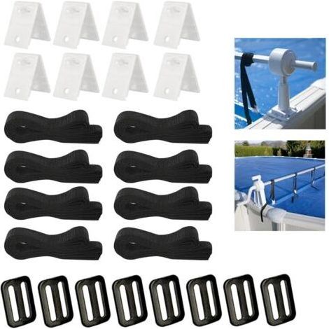 Befestigungsset für Solar-Poolabdeckungen, 8-teiliges Set mit Haltegurten, Poolabdeckungsrolle und Luftpolsterfolie - (1/5)