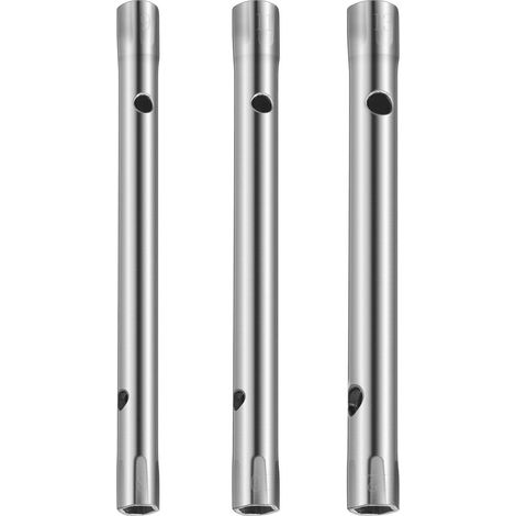 Jeu de Clés à Tarauder en Fer Argenté 3 Pièces pour Robinet Longue Portée pour Accès aux Écrous Arrière, Ensemble de Manchons pour Installation et Maintenance (1/5)