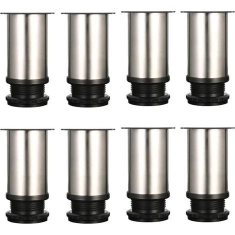 Set di 8 piedini regolabili per mobili - Metallo cromato - Altezza regolabile (Totale: 80-95 mm) (1/5)