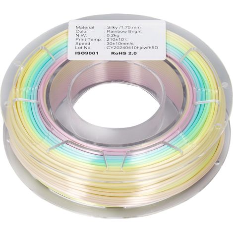 Filament PLA 1.75mm Multicolore Soie Brillante Dégradé Fil 3D Impression Modélisation Consommable 200g (1/5)