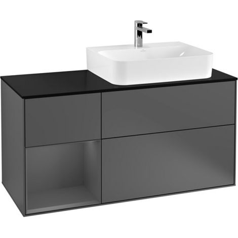V&B Waschtischunterschrank Abdeckplatte Gl. bla m Finion 120cm, Reg li Anthrac. m, Anthrac. matt (1/2)